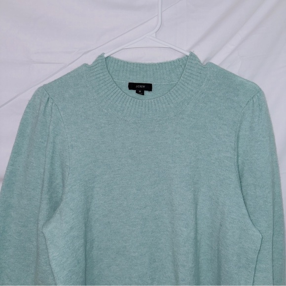 J. Crew BD411Puff-sleeve crewneck sweater in Supersoft yarn in Teal Blue - Picture 4 of 8